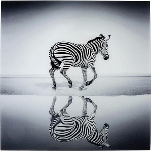 Kare-Design Glasbild, Grau, Schwarz, Weiß, Kunststoff, Glas, quadratisch, 120x120x4 cm, Bilder, Glasbilder