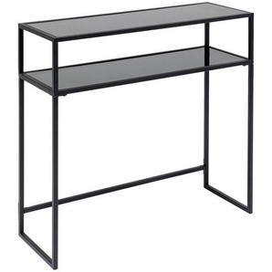 Kare-Design Konsolentisch , Anthrazit, Schwarz , Metall, Glas , 30x80 cm , Wohnzimmer, Wohnzimmertische, Konsolentische