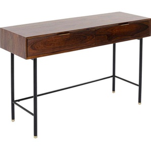 Kare-Design Konsolentisch , Braun, Schwarz, Gold , Holz, Metall , Sheesham , massiv , 2 Schubladen , 40x75 cm , Wohnzimmer, Wohnzimmertische, Konsolentische