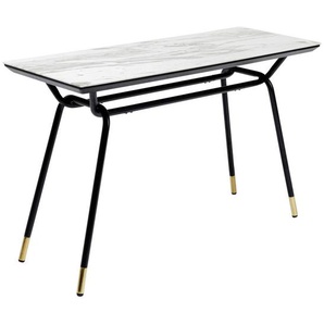 Kare-Design Konsolentisch , Schwarz, Weiß , Metall, Glas , Marmoroptik , 45x75 cm , Wohnzimmer, Wohnzimmertische, Konsolentische
