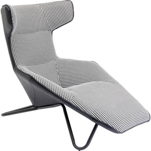 Kare-Design Relaxsessel , Schwarz, Weiß , Metall, Kunststoff, Textil , Karo , 77x96x140 cm , Wohnzimmer, Sessel, Relaxsessel