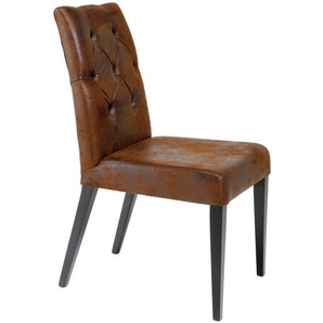 Kare-Design Stuhl, Braun, Textil, Buche, massiv, Vintage, eckig, 45x90x58 cm, Esszimmer, Stühle, Esszimmerstühle, Vierfußstühle