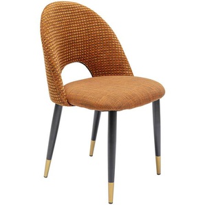 Kare-Design Stuhl , Orange, Schwarz, Gold , Metall, Textil , konisch, rund , 49x84x54 cm , Stoffauswahl , Esszimmer, Stühle, Esszimmerstühle
