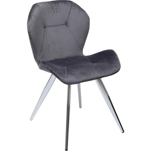 Kare-Design Stuhl, Grau, Chrom, Metall, Textil, konisch, 52x82x53 cm, Esszimmer, Stühle, Esszimmerstühle