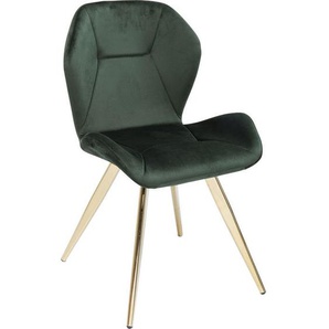 Kare-Design Stuhl , Dunkelgrün, Messing , Metall, Textil , konisch , 52x82x53 cm , Esszimmer, Stühle, Esszimmerstühle