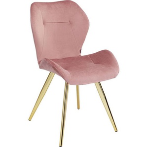 Kare-Design Stuhl , Rosa, Messing , Metall, Textil , konisch , 52x82x52 cm , Esszimmer, Stühle, Esszimmerstühle