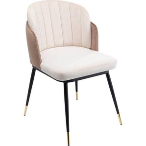 Kare-Design Stuhl, Schwarz, Gold, Beige, Metall, Textil, konisch, 52x81x58 cm, Esszimmer, Stühle, Esszimmerstühle, Vierfußstühle