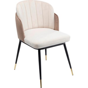 Kare-Design Stuhl, Schwarz, Gold, Beige, Metall, Textil, konisch, 52x81x58 cm, Esszimmer, Stühle, Esszimmerstühle, Vierfußstühle