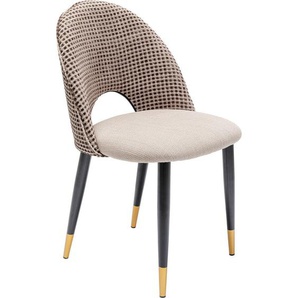 Kare-Design Stuhl, Schwarz, Gold, Beige, Metall, Textil, konisch, rund, 49x84x54 cm, Stoffauswahl, Esszimmer, Stühle, Esszimmerstühle, Vierfußstühle