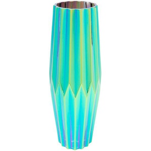 Kare-Design Vase, Grün, Mehrfarbig, Glas, 12x36x12 cm, handgemacht, zum Stellen, Dekoration, Vasen, Glasvasen