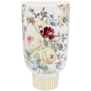 Kare-Design Vase , Mehrfarbig, Weiß , Keramik , rund , 26.7 cm , nur für Seiden- und Kunstblumen geeignet, zu Dekorationszwecken, handgemacht , Dekoration, Vasen, Keramikvasen