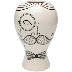 Kare-Design Vase, Schwarz, Weiß, Keramik, 19x30x19 cm, handgemacht, Dekoration, Vasen, Keramikvasen