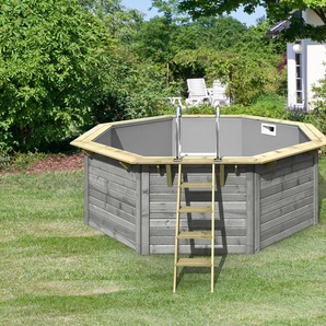 Karibu Gartenpool-Set »Modell 1« - grau - Edelstahl -