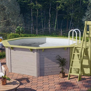 Karibu Gartenpool-Set »Modell 1« inkl. Terrasse - grau - Edelstahl -