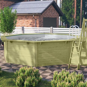 Karibu Gartenpool-Set »Modell 2« inkl. Terrasse - grau - Edelstahl -