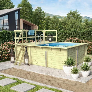 Karibu Rechteck-Gartenpool-Set »Modell 1« - blau - Edelstahl -