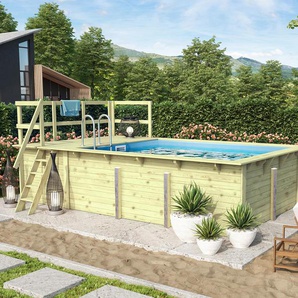 Karibu Rechteck-Gartenpool-Set »Modell 2« - blau - Edelstahl -