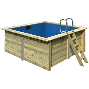 Rechteckpool KARIBU Holzpool Milano Schwimmbecken Gr. Ø/B/H/L: 476,5 cm x Breite 353 cm x Höhe 124 cm x Länge 320 cm, 8800 l, braun Rechteckpools BxLxH: 353x320x124 cm, kesseldruckimprägniert