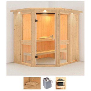 Karibu Sauna Aline 1, BxTxH: 210 x 184 x 202 cm, 68 mm, (Set) 9-kW-Ofen mit integrierter Steuerung