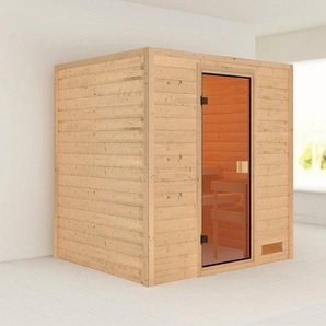 Karibu Sauna Anja (Fronteinstieg), BxTxH: 1960 x 1700 x 1980 cm, 38 mm, inklusive Ofenschutzgitter und Tür