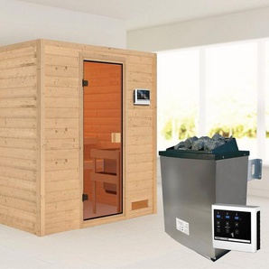 Karibu Sauna Anja (Fronteinstieg), BxTxH: 1960 x 1700 x 1980 cm, 38 mm, inklusive Ofenschutzgitter und Tür