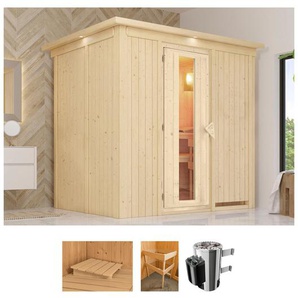 KARIBU Sauna Bellin Saunen 3,6-kW-Plug & Play Ofen mit int. Steuerung beige (naturbelassen) Saunen