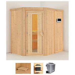 Karibu Sauna Clara, BxTxH: 151 x 196 x 198 cm, 68 mm, (Set) 9 KW-Bio-Ofen mit externer Steuerung
