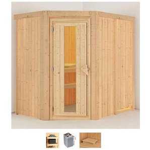 Karibu Sauna Clara, BxTxH: 151 x 196 x 198 cm, 68 mm, (Set) 9 KW-Ofen mit integrierter Steuerung