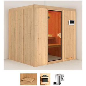 KARIBU Sauna Dima Saunen 3,6-kW-Bio-Plug & Play Ofen mit externer Steuerung beige (naturbelassen) Saunen