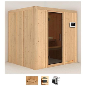 KARIBU Sauna Dima Saunen 3,6-kW-Plug & Play Ofen mit externer Steuerung beige (naturbelassen) Saunen