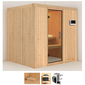 KARIBU Sauna Dima Saunen 3,6-kW-Plug & Play Ofen mit externer Steuerung beige (naturbelassen) Saunen