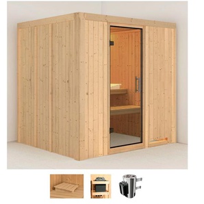 KARIBU Sauna Dima Saunen 3,6-kW-Plug & Play Ofen mit integrierter Steuerung beige (naturbelassen) Saunen