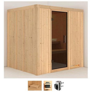 KARIBU Sauna Dima Saunen 3,6-kW-Plug & Play Ofen mit integrierter Steuerung beige (naturbelassen) Saunen