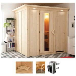 KARIBU Sauna Ellin Saunen 3,6-kW-Plug & Play Ofen mit int. Steuerung beige (naturbelassen) Saunen