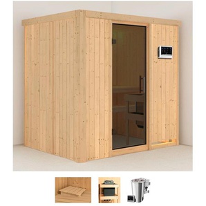 KARIBU Sauna Finja Saunen 3,6-kW-Bio-Plug & Play Ofen mit externer Steuerung beige (naturbelassen) Saunen