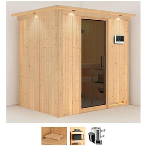 KARIBU Sauna Finja Saunen 3,6-kW-Plug & Play Ofen mit externer Steuerung beige (naturbelassen) Saunen