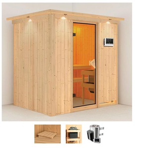 KARIBU Sauna Finja Saunen 3,6-kW-Plug & Play Ofen mit externer Steuerung beige (naturbelassen) Saunen
