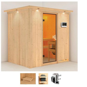 KARIBU Sauna Finja Saunen 3,6-kW-Plug & Play Ofen mit externer Steuerung beige (naturbelassen) Saunen