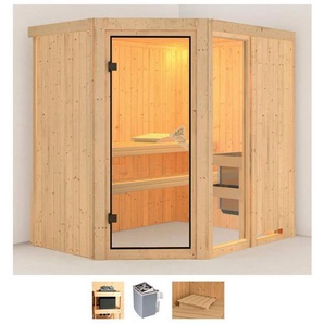 Karibu Sauna Frigga 1, BxTxH: 196 x 151 x 198 cm, 68 mm, (Set) 9-kW-Ofen mit integrierter Steuerung