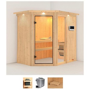 KARIBU Sauna Frigga 1 Saunen 9-kW-Bio-Ofen mit externer Steuerung beige (naturbelassen) Saunen