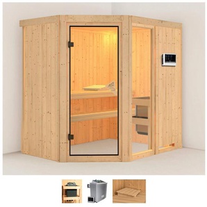 KARIBU Sauna Frigga 1 Saunen 9-kW-Ofen mit externer Steuerung beige (naturbelassen) Saunen
