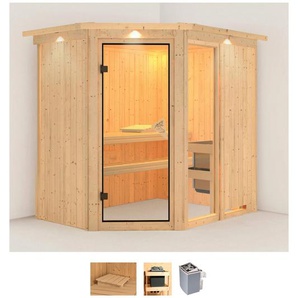KARIBU Sauna Frigga 1 Saunen 9-kW-Ofen mit integrierter Steuerung beige (naturbelassen) Saunen