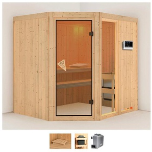 KARIBU Sauna Frigga 2 Saunen 9-kW-Ofen mit externer Steuerung beige (naturbelassen) Saunen