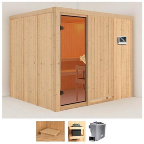 Karibu Sauna Gitte, BxTxH: 245 x 210 x 202 cm, 68 mm, (Set) 9-kW-Bio-Ofen mit externer Steuerung
