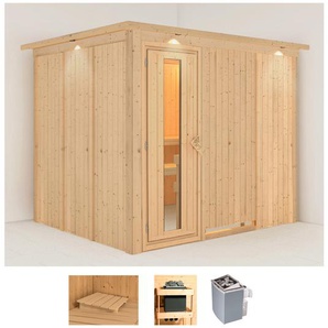 KARIBU Sauna Gitte Saunen 9-kW-Ofen mit integrierter Steuerung beige (naturbelassen) Saunen