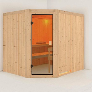Karibu Sauna Horna, BxTxH: 231 x 196 x 198 cm, 68 mm, mit integrierter Mineralwolldämmung