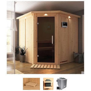 KARIBU Sauna Jarla Saunen 9-kW-Bio-Ofen mit externer Steuerung beige (naturbelassen) Saunen