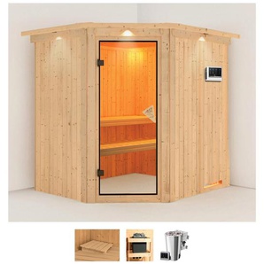 KARIBU Sauna Laila Saunen 3,6-kW-Bio-Plug & Play Ofen mit externer Steuerung beige (naturbelassen) Saunen