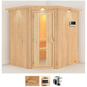 KARIBU Sauna Laila Saunen 3,6-kW-Plug & Play Ofen mit externer Steuerung beige (naturbelassen) Saunen