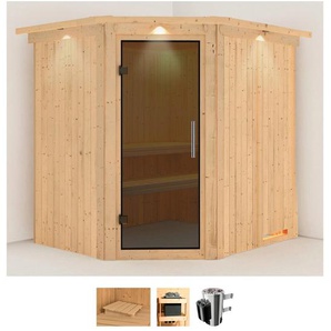 KARIBU Sauna Laila Saunen 3,6-kW-Plug & Play Ofen mit integrierter Steuerung beige (naturbelassen) Saunen